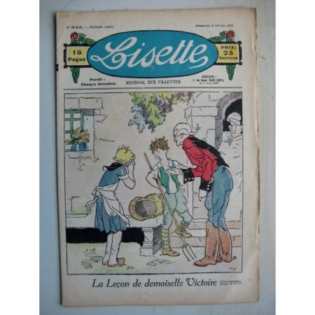 LISETTE n°343 (5 février 1928) La leçon de Demoiselle Victoire (Luis Maîtrejean) Le coffret en bois de rose (Le Rallic)