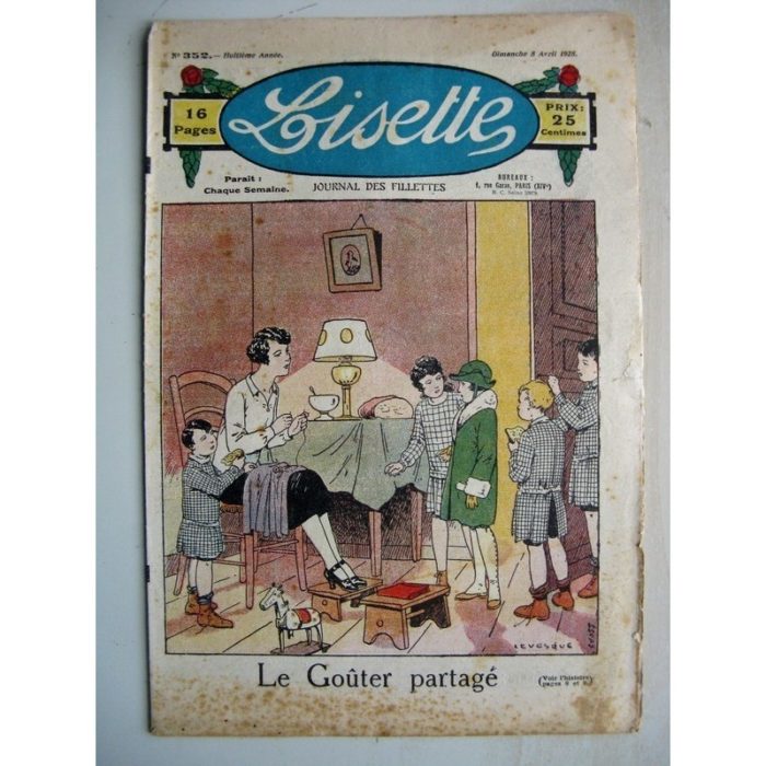 LISETTE n°352 (8 avril 1928) Linette et son vieux bredaine (Louis Maîtrejean) Le goûter partagé (Levesque)