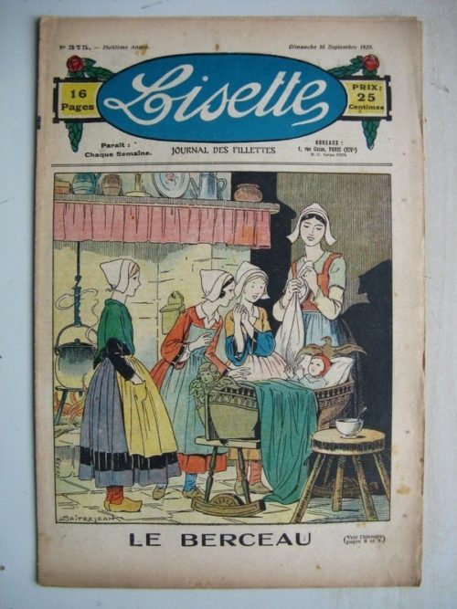 LISETTE N°375 (16 septembre 1928) Le berceau (Louis Maîtrejean) Linette et son vieux bredaine