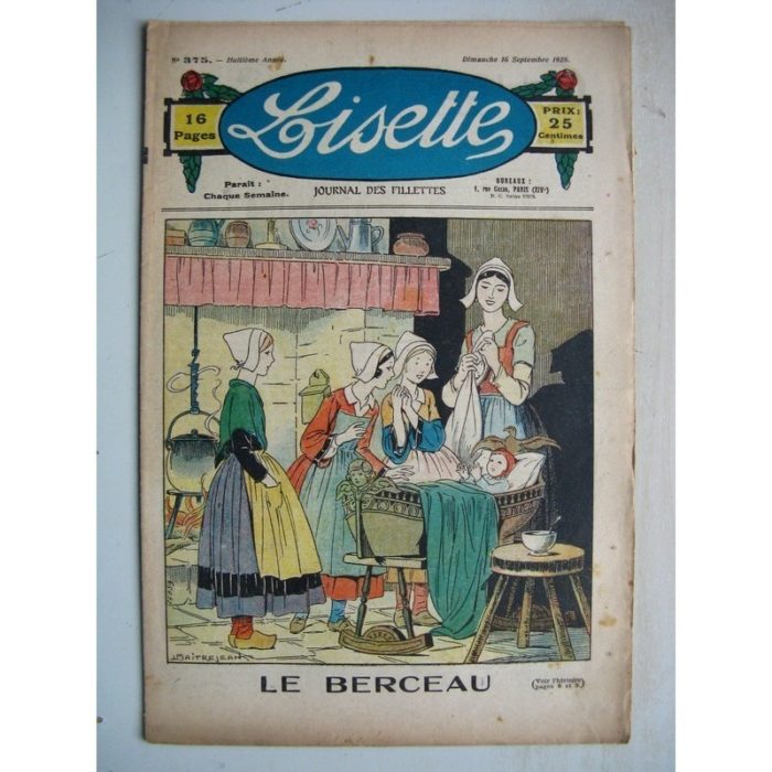 LISETTE n°375 (16 septembre 1928) Le berceau (Louis Maîtrejean) Linette et son vieux bredaine