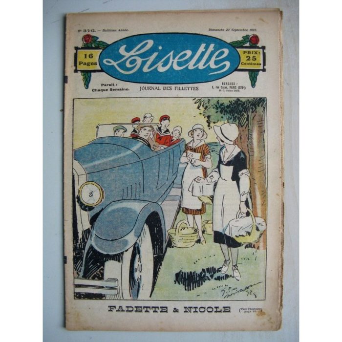 LISETTE n°376 (23 septembre 1928) Fadette et Nicole (Georges Bourdin) Le millefeuille (Madeleine Léonce Petit)