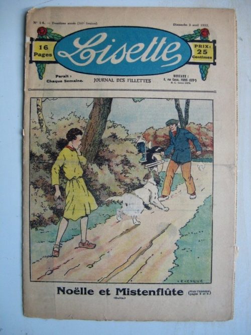 LISETTE N°14 (3 avril 1932) Noëlle et Mistenflûte (Le Rallic) Poupée Lisette (Chapeau en tissu)