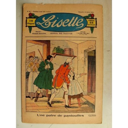 LISETTE n°8 (19 février 1933) Une paire de pantoufles (Louis Maîtrejean) Poupée Lisette (Combinaison-jupon)