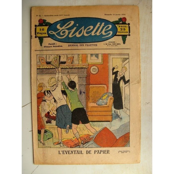 LISETTE n°2 (14 janvier 1934) L'éventail de papier (Louis Maîtrejean) Poucette et ses soeurs (Georges Bourdin)