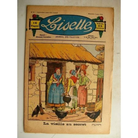 LISETTE n°9 (4 mars 1934) La vieille aux secrets (Le Rallic) Poupée Francette (Robe en velours)