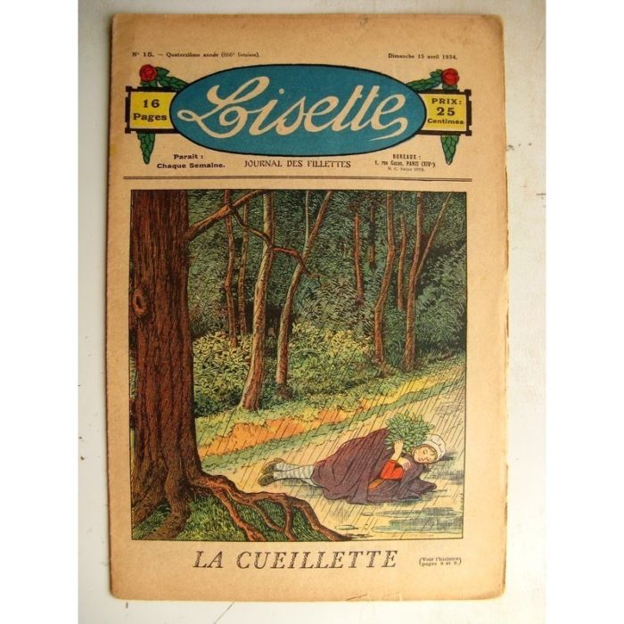 LISETTE n°15 (15 avril 1934) Style culinaire (Pierre Soymier) Poupée Francette (Ensemble robe et paletot - croquis)