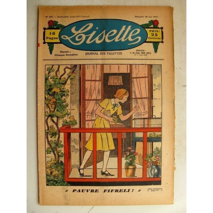 LISETTE n°20 (20 mai 1934) Pauvre Fifreli - Jase et Jasette (Pierre Portelette)