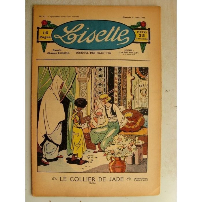 LISETTE n°11 (17 mars 1935) Le puits merveilleux (Madeleine Léonce Petit) Poupée Lisette (Tablier)