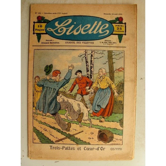 LISETTE n°15 (14 avril 1935) Trois pattes et coeur d'or (Le Rallic) Poupée Lisette (Robe)