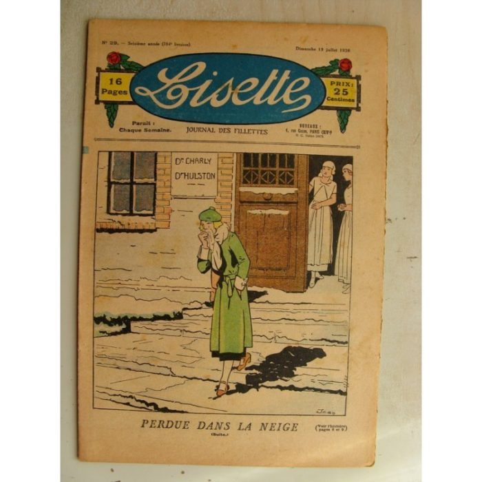 LISETTE  n°29 (12 juillet 1936) Perdue dans la neige (Louis Maîtrejean) Tablier et blouse paletot (patron)