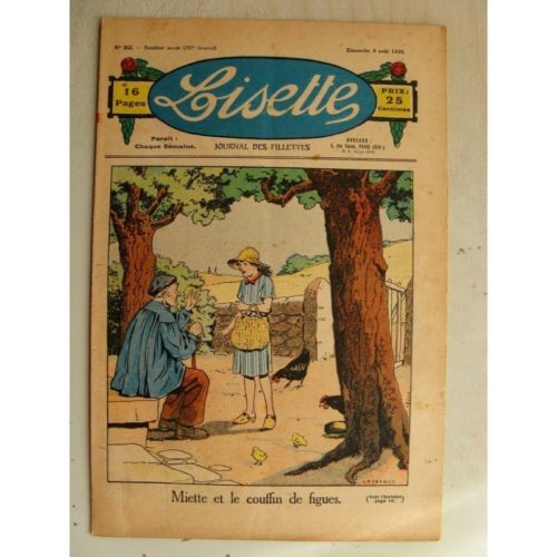 LISETTE N°32 (9 août 1936) Miette et le couffin de figues (Le Rallic) Marie-Anne et Anne-Marie (Davine – Blanche Dumoulin)