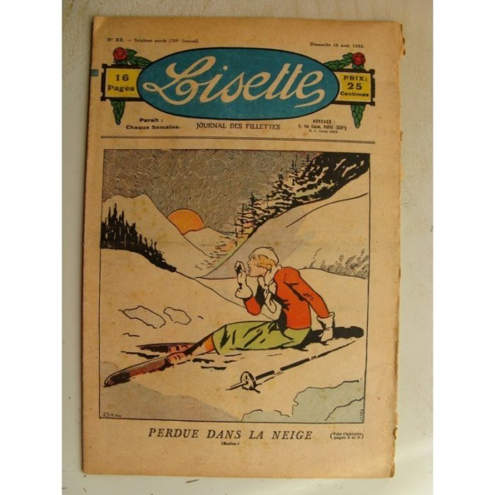 LISETTE n°33 (16 août 1936) Perdue dans la neige (Louis Maîtrejean) Poupée Lisette (ensemble jupe et paletot)