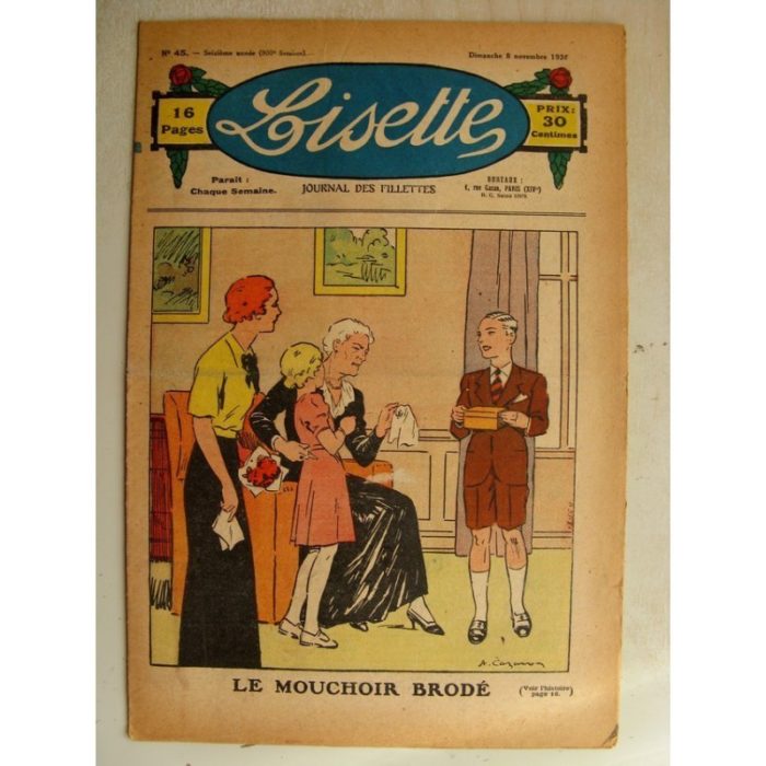 LISETTE  n°45 (8 novembre 1936) Le mouchoir brodé