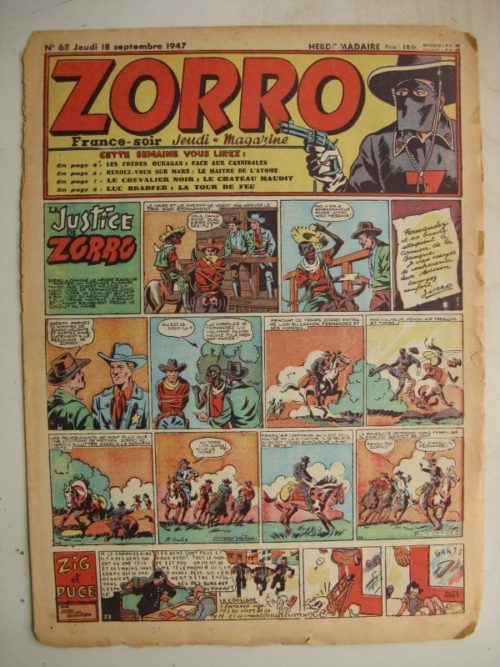 ZORRO JEUDI MAGAZINE N°68 (18 septembre 1947) Editions Chapelle