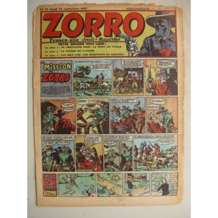 ZORRO JEUDI MAGAZINE N°69 (25 septembre 1947) Editions Chapelle