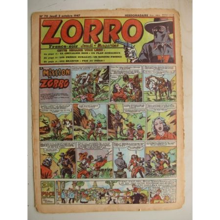 ZORRO JEUDI MAGAZINE N°70 (2 octobre 1947) Editions Chapelle