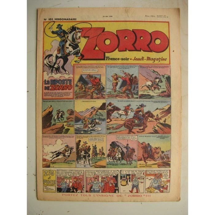 ZORRO JEUDI MAGAZINE N°103 (23 mai 1948) Editions Chapelle
