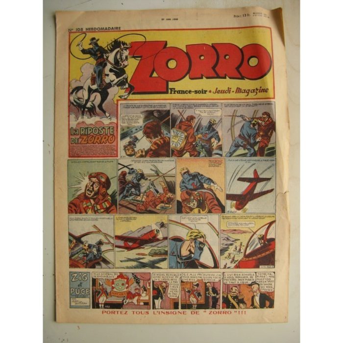 ZORRO JEUDI MAGAZINE N°108 (27 juin 1948) Editions Chapelle