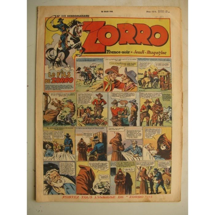 ZORRO JEUDI MAGAZINE N°112 (25 juillet 1948) Editions Chapelle