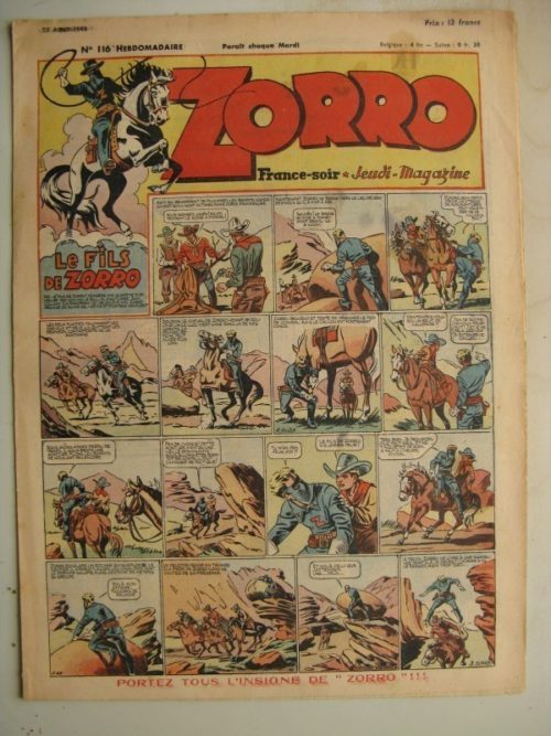 ZORRO JEUDI MAGAZINE N°116 (22 août 1948) Editions Chapelle