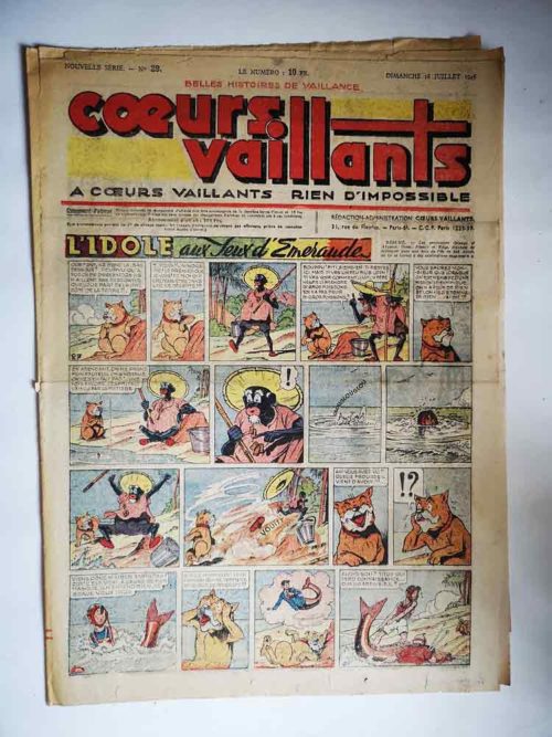 COEURS VAILLANTS N°29 (FLEURUS 1948) Tintin le Temple du Soleil