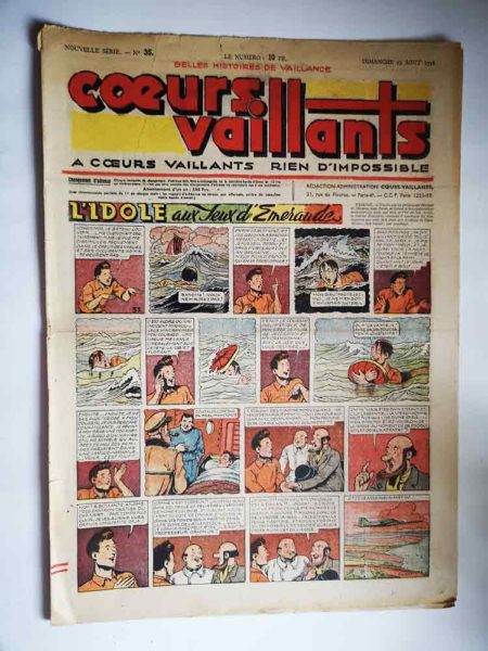 COEURS VAILLANTS N°35 (FLEURUS 1948) Tintin le Temple du Soleil