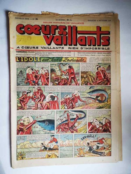 COEURS VAILLANTS N°38 (FLEURUS 1948) Tintin le Temple du Soleil