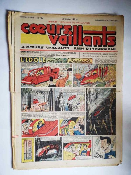 COEURS VAILLANTS N°41 (FLEURUS 1948) Tintin le Temple du Soleil