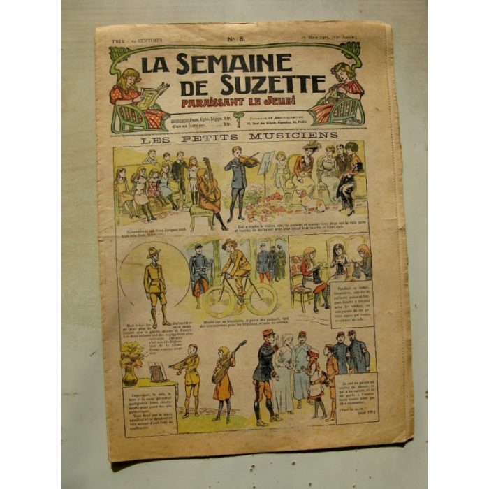 La Semaine de Suzette 11e année n°8 (1915) Les petits musiciens (Raymond de la Nézière) Bleuette (chaussons au crochet)
