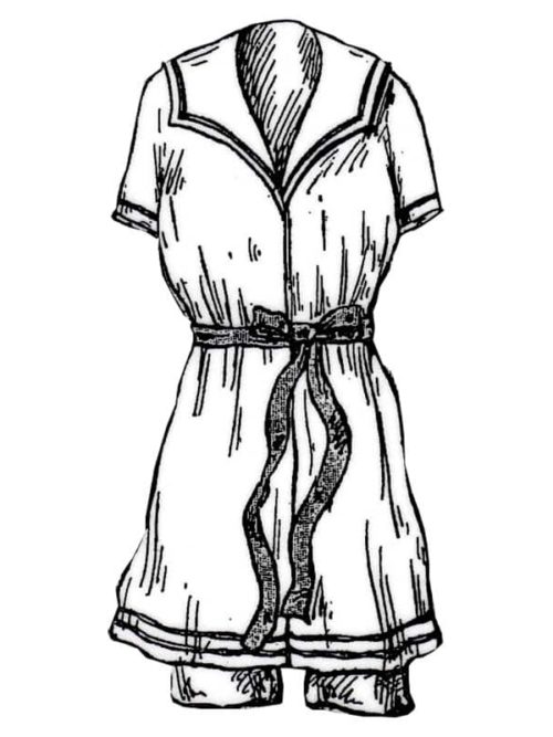 PATRON POUR HABILLER LA POUPEE BLEUETTE – Costume de bains de mer 1913 (312)