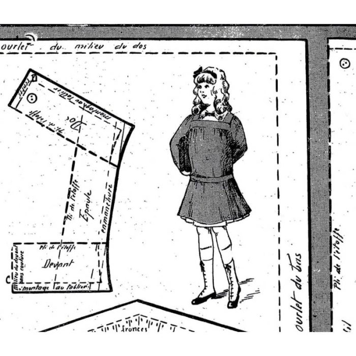 BLEUETTE – Tablier d'écolière 1915 – Patron de poupée