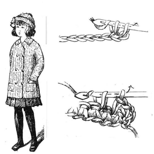 PATRON POUR HABILLER LA POUPEE BLEUETTE – Paletot (manteau) au crochet 1915 (375)