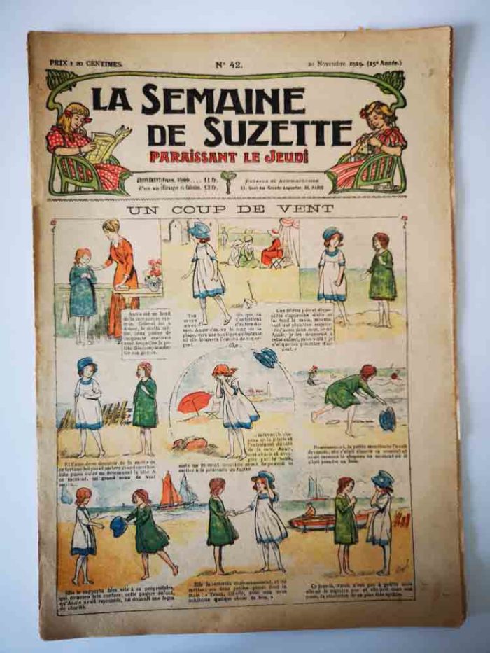 La Semaine de Suzette 14e année n°42 (1919) - Un coup de vent (Guydo) Bleuette (Costume de petit garçon)