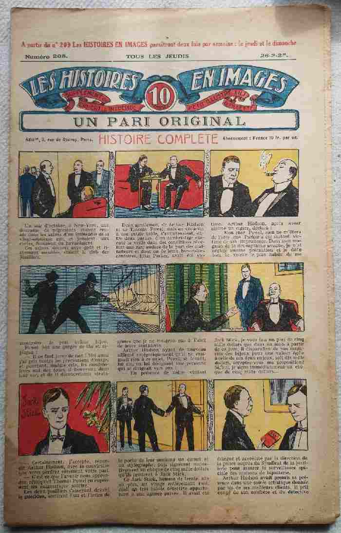 LES HISTOIRES EN IMAGES n°208 - Un pari original (joailliers - vol) SPE 1925
