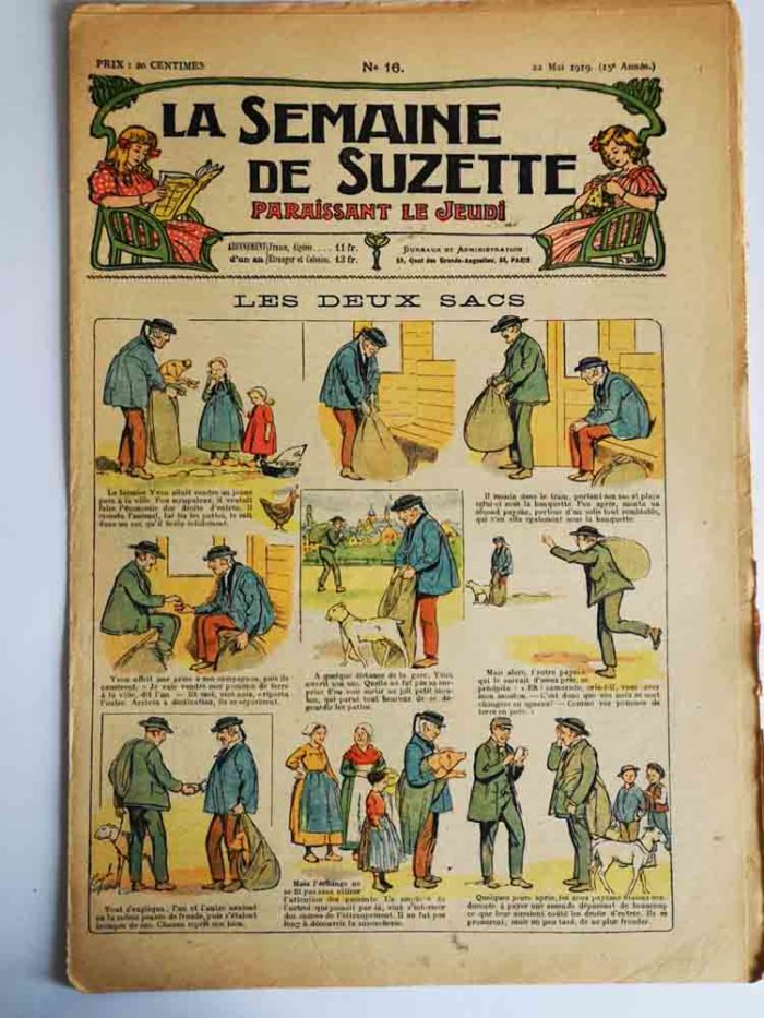 La Semaine de Suzette 15e année n°16 (1919) - Les deux sacs (Dessins de Guydo) - Bécassine chez les Turcs (16) Editions Gautier-Languereau