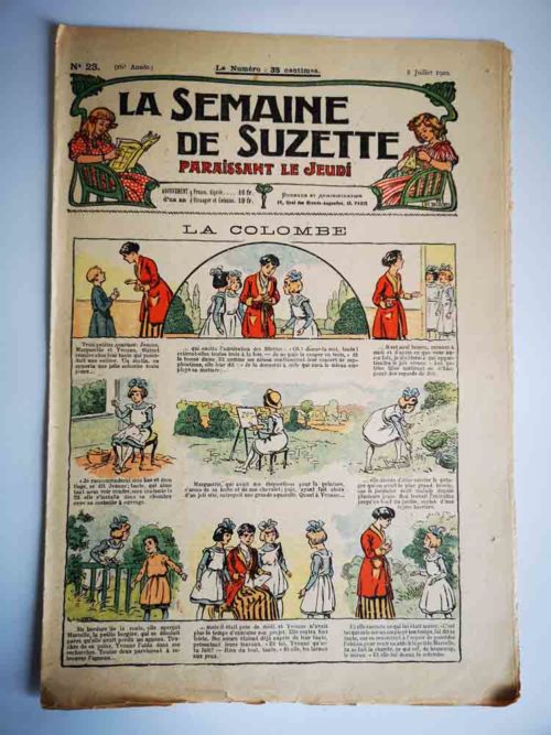 La Semaine de Suzette 16e année n°23 (1920) La Colombe – Bleuette (Robe de lainage brodée de raphia)