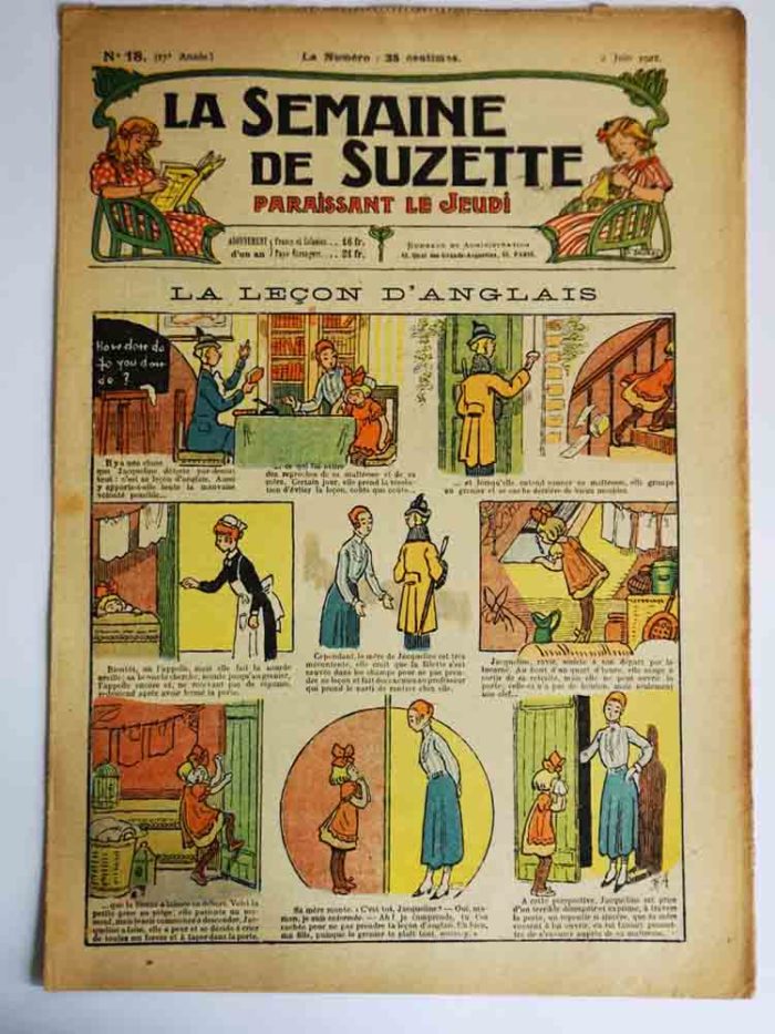 La Semaine de Suzette 17e année n°18 (1921) La leçon d'anglais (Henri Avelot)