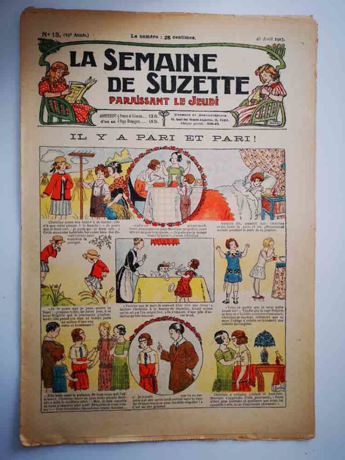 La Semaine de Suzette 19e année n°13 (1923) Le pari (Jacqueline Duché) - Bleuette