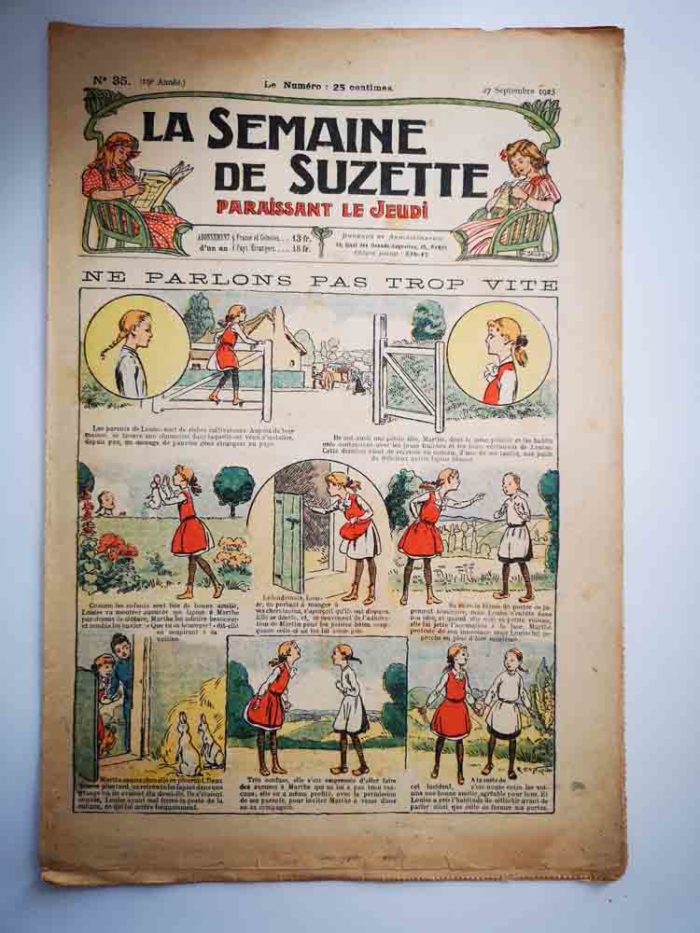La Semaine de Suzette 19e année n°35 (1923) Parlons pas trop vitre (Raymond de la Nézière)