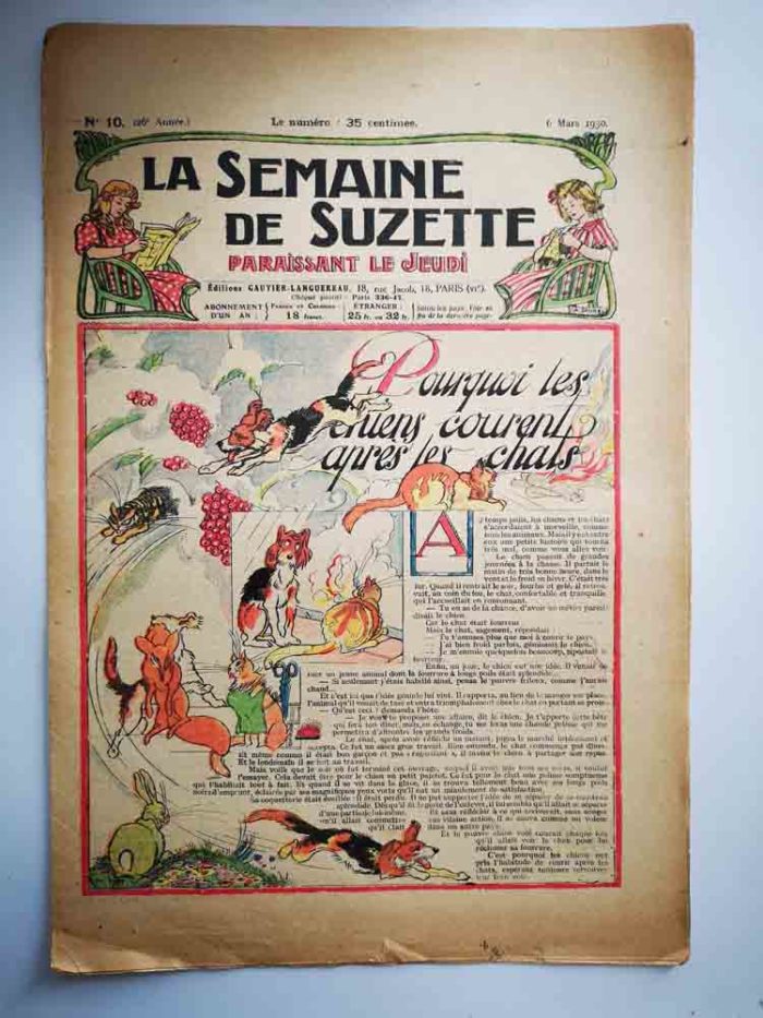 La Semaine de Suzette 26e année n°10 (6 mars 1930) Chiens et chats - Bleuette